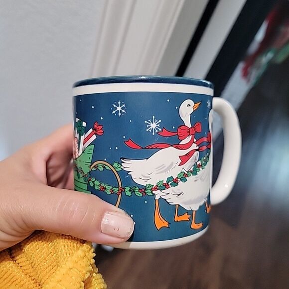 Vintage Christmas Geese Sleigh Gift Mug Cup Potpourri Press 1987 Cottage Grandma - Picture 10 of 12